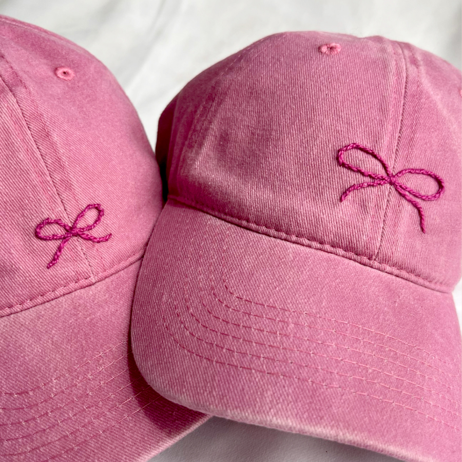 Hand Embroidered Bow Hats