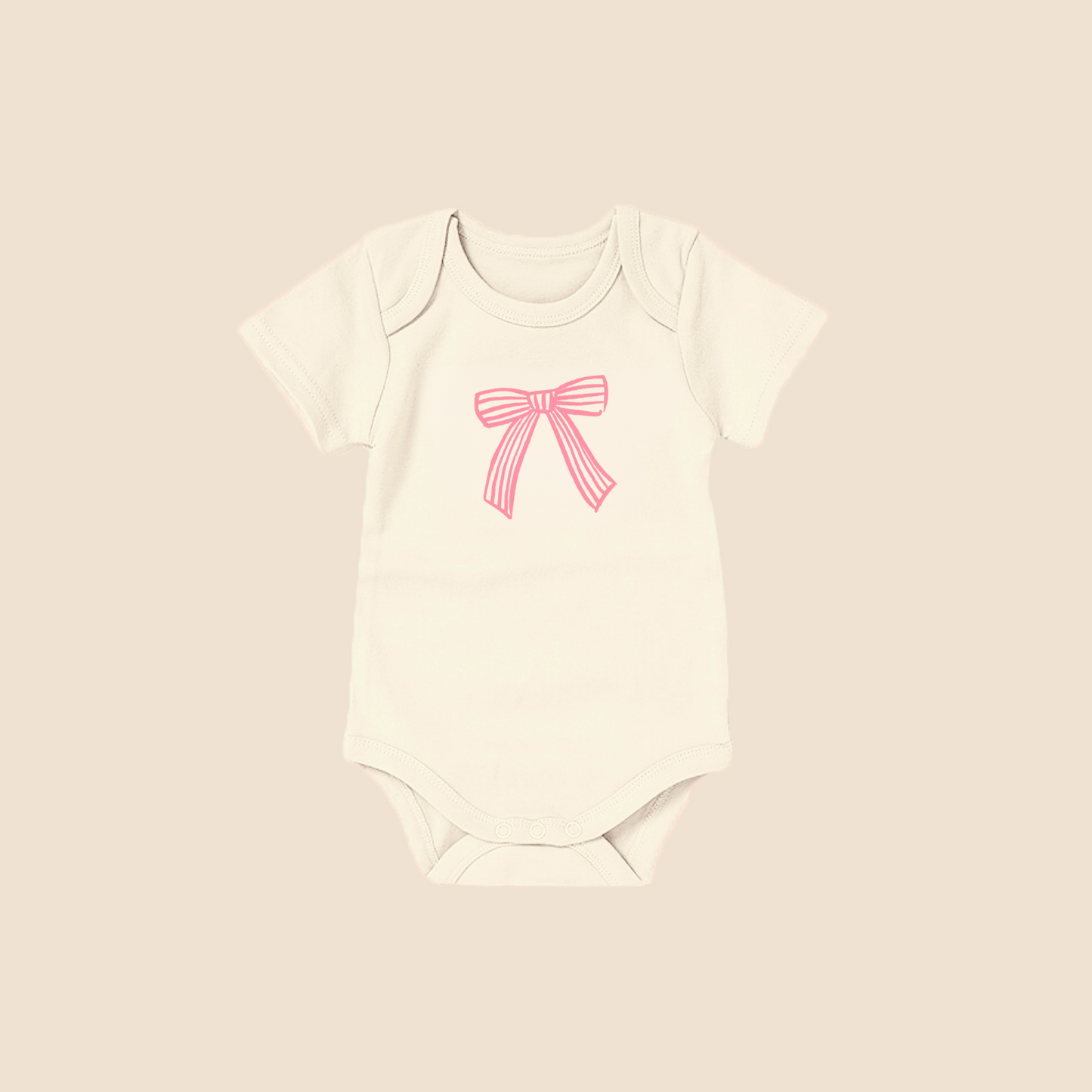 Organic Cotton Dainty Pink Bow Baby Onesie