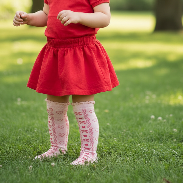 Princess Pink Bow Toddler Knee Socks