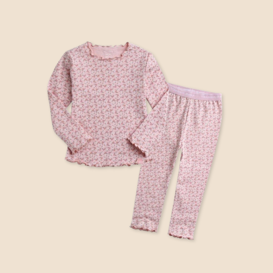 Little Girls Pink Floral Pajama Set