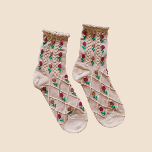 Tulip Flower Fancy Socks