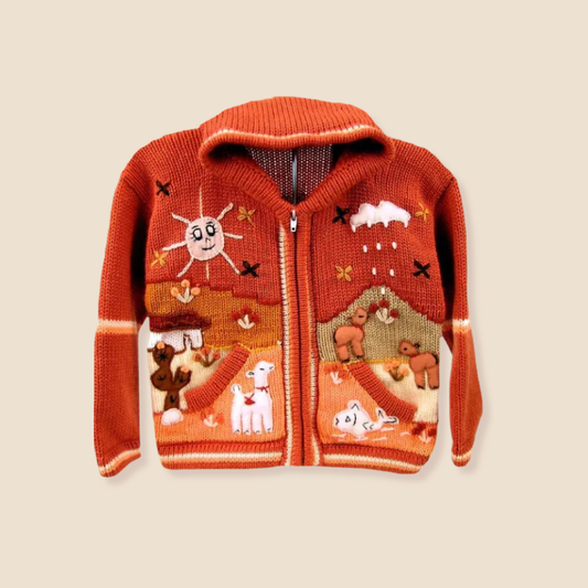 Children's Full Zip Applique Sweater