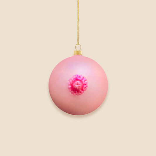 Pink Glass Boobie Ornament