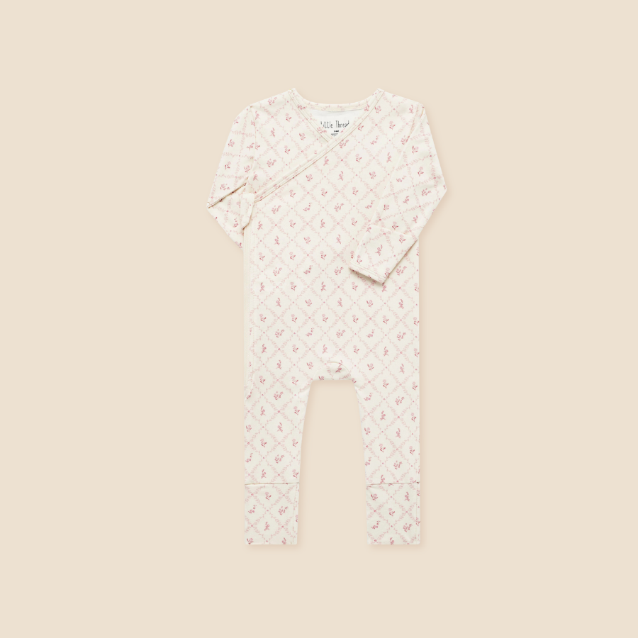 Mauve Lattice Bamboo Wrap Footie