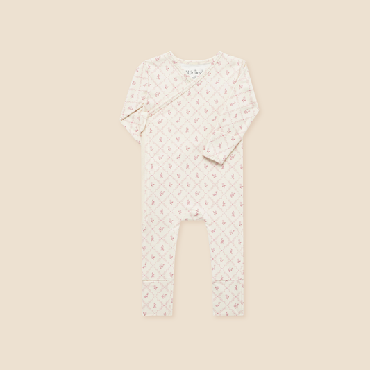 Mauve Lattice Bamboo Wrap Footie