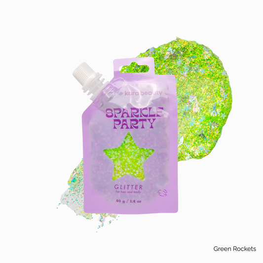 Green Sparkle Party Hair and Body Gel