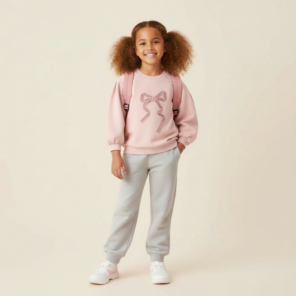 Little Girls Pink Ribbon Sweatshirt