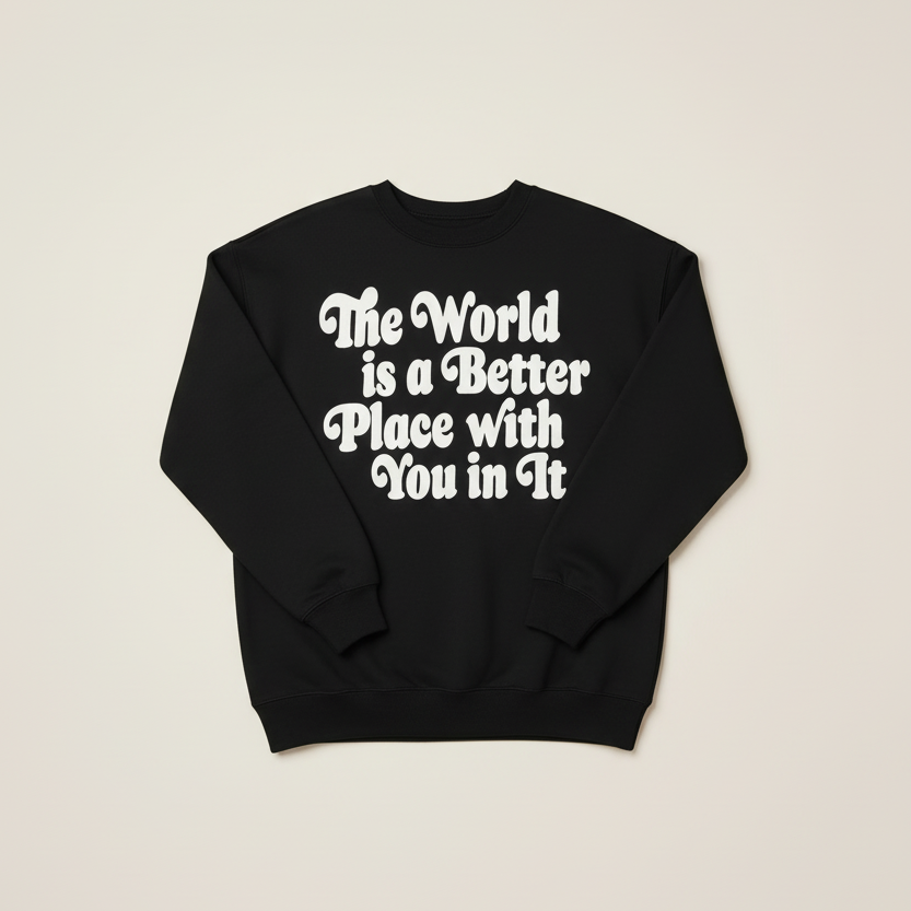 The World is a Better Place with You in It Black Sweatshirt