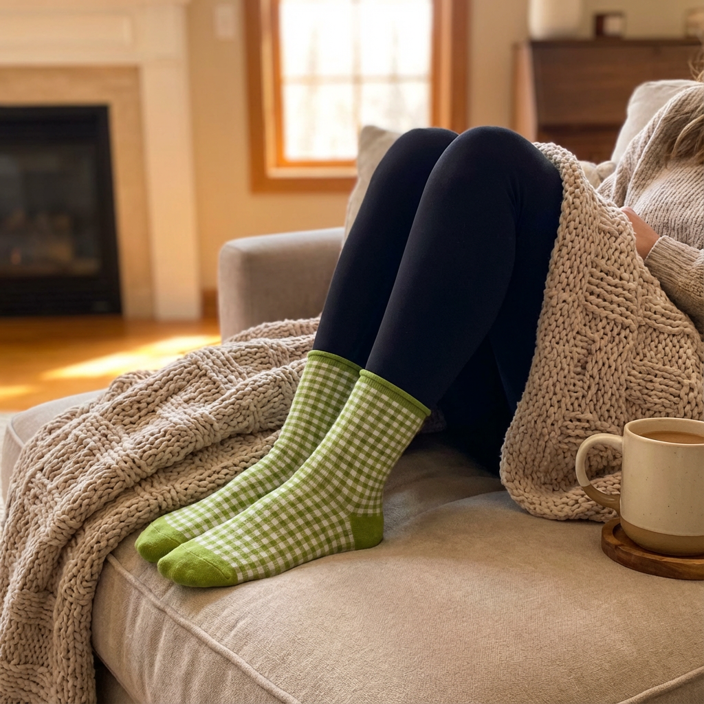 Olive Picnic Mid Crew Socks