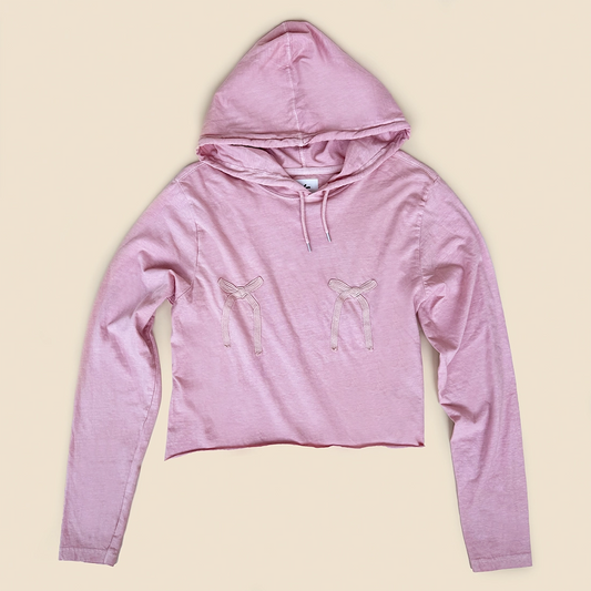 Recycled Pink Ribbon Cropped Hoodie