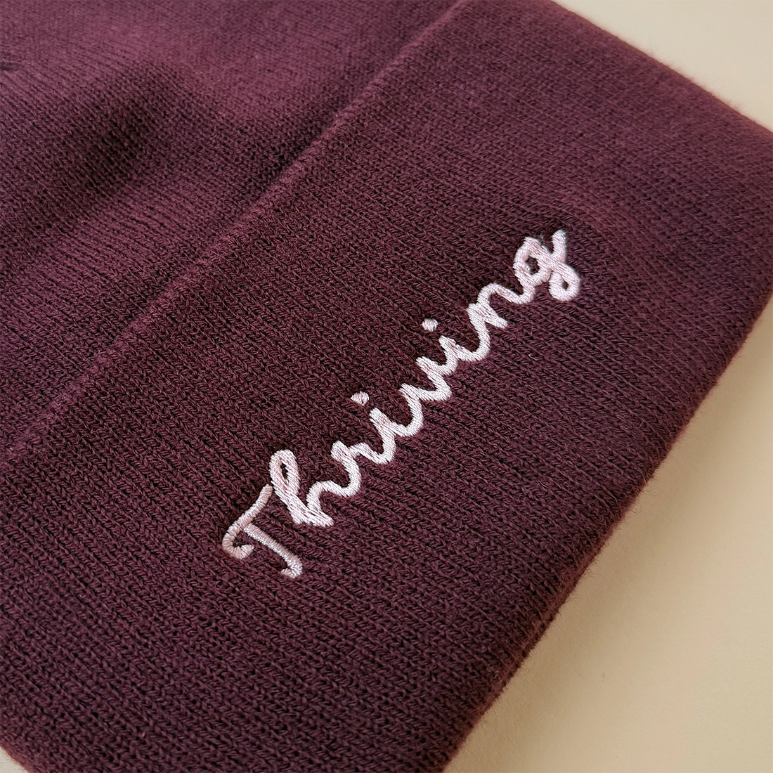 Maroon Embroidered Thriving Beanie