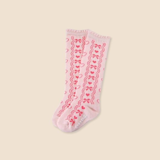 Princess Pink Bow Toddler Knee Socks