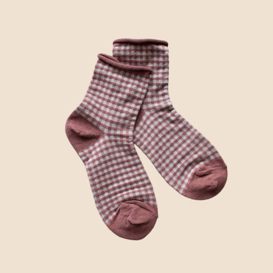 Mauve Picnic Mid Crew Socks