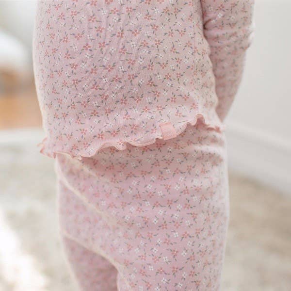 Little Girls Pink Floral Pajama Set