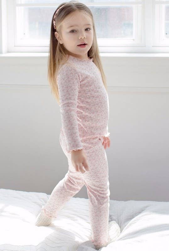 Little Girls Pink Floral Pajama Set